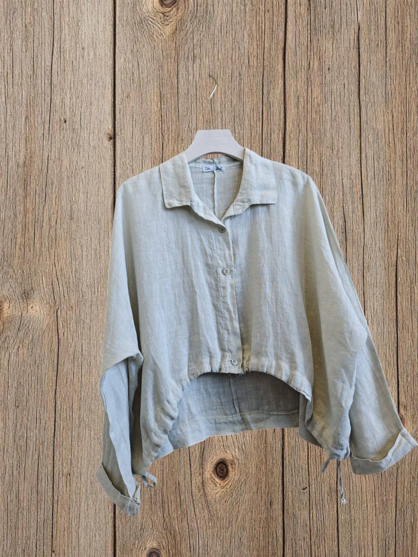 Ref-83790 SHORT BLOUSE 100% LINEN: Beige