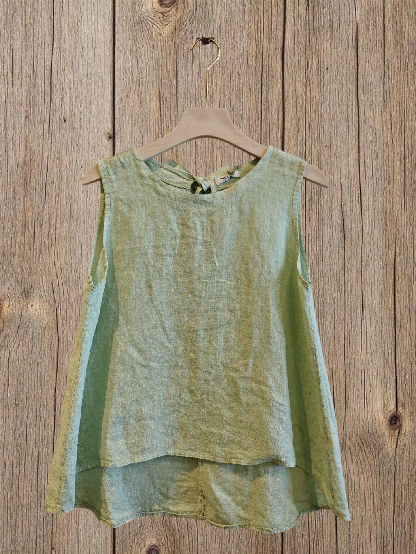 Ref-15763 100% LINEN SLEEVELESS T-SHIRT: Rose