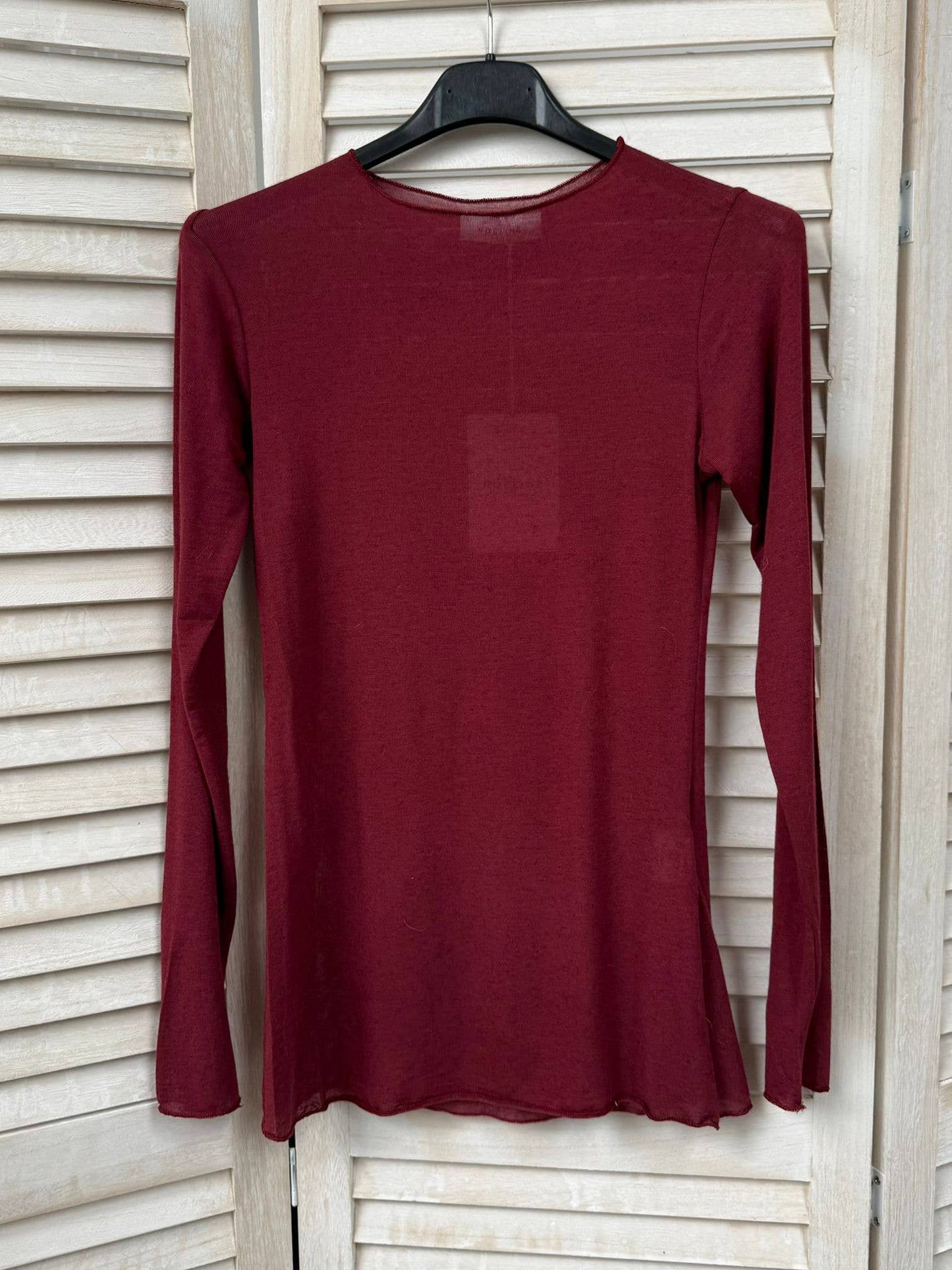 Cashmere round neck long sleeve t-shirt 08886: Chocolate