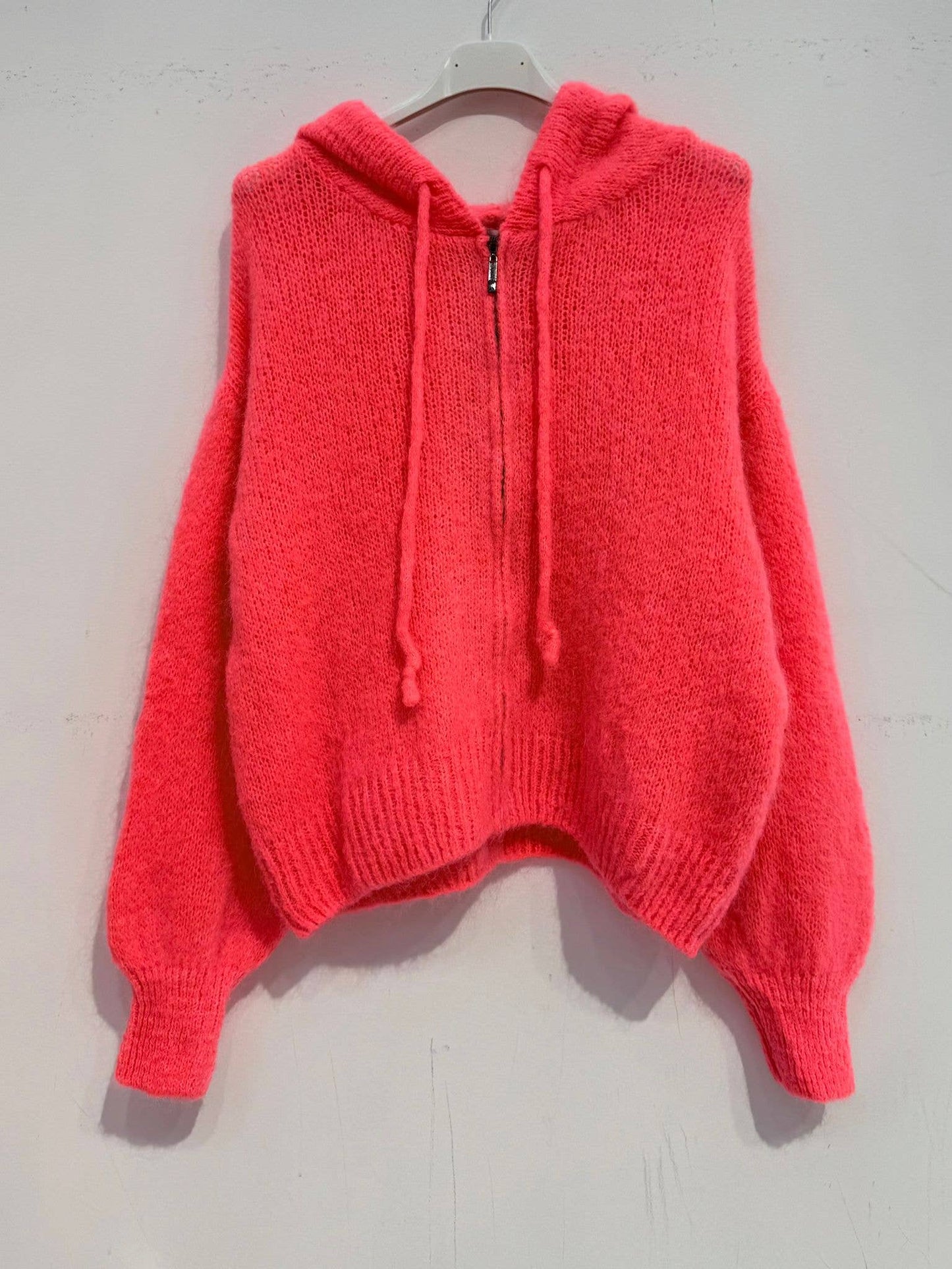 Kid mohair hooded cardigan 7631: Camel