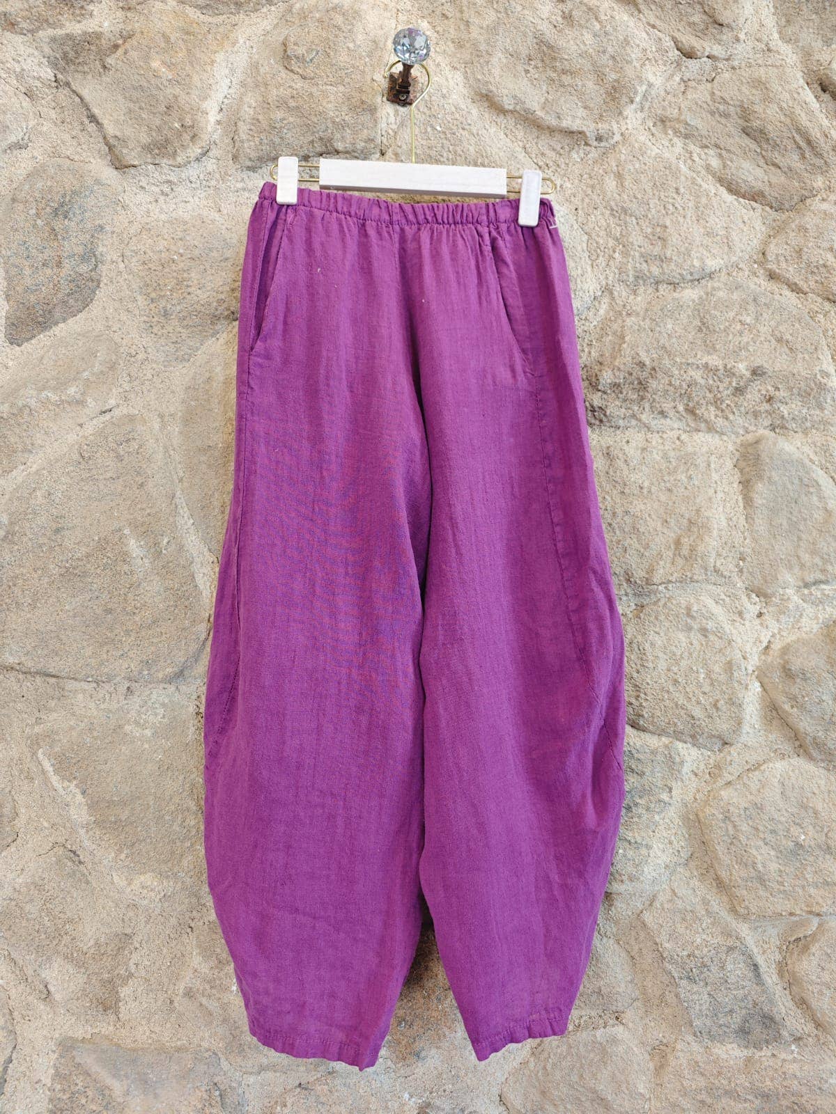 Ref-41482 BALLOON-STYLE PANTS 100% LINEN: Rosa