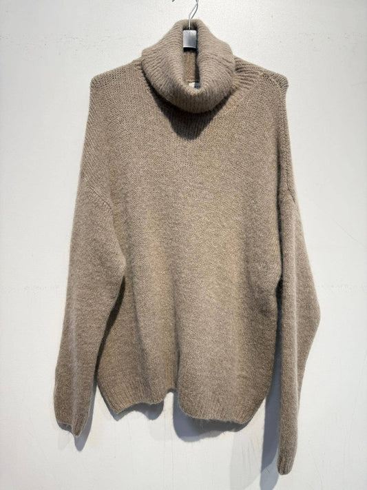 7424 alpaca and wool sweater: Taupe