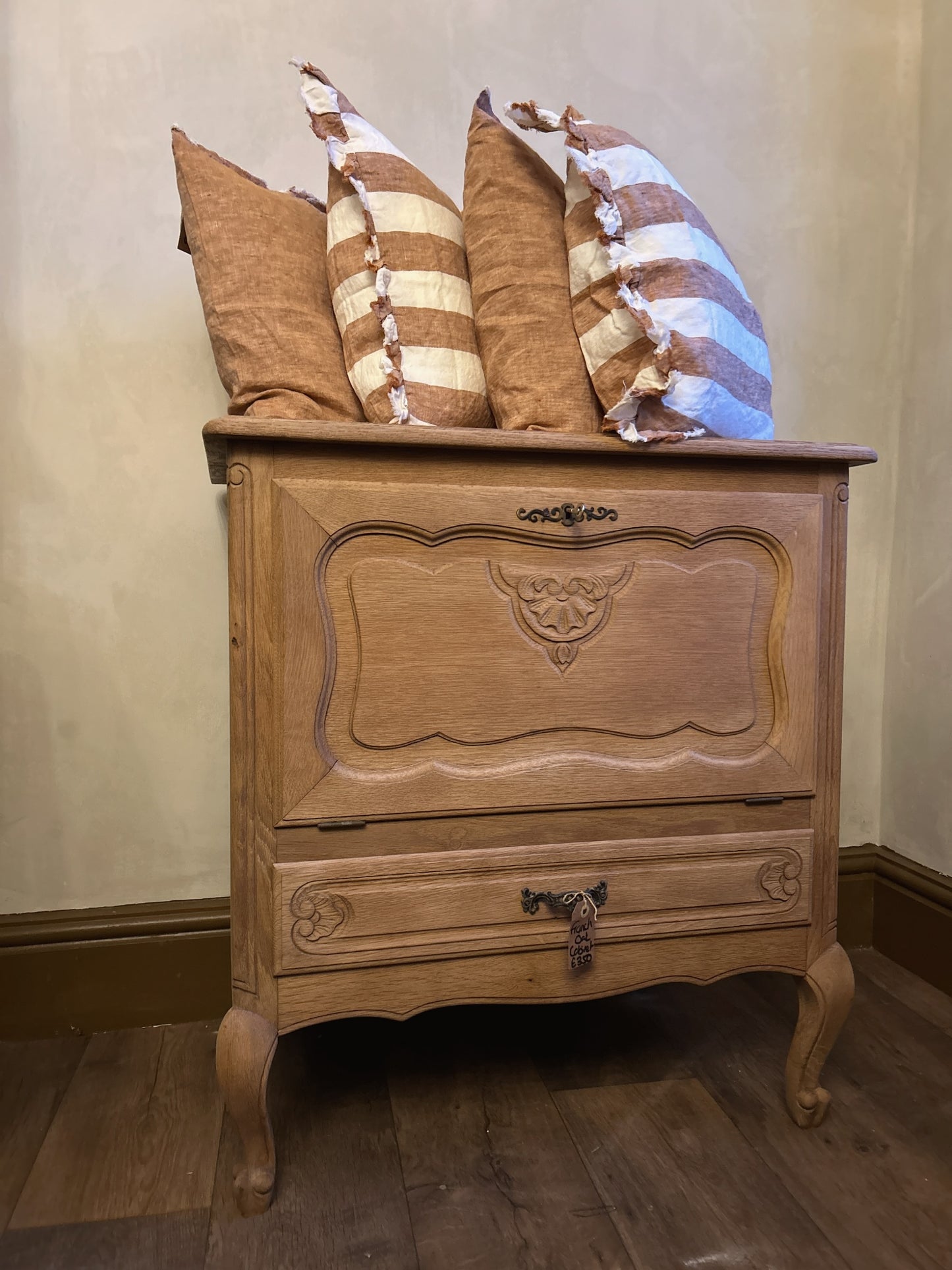 Pull down from raw oak Louis cabinet