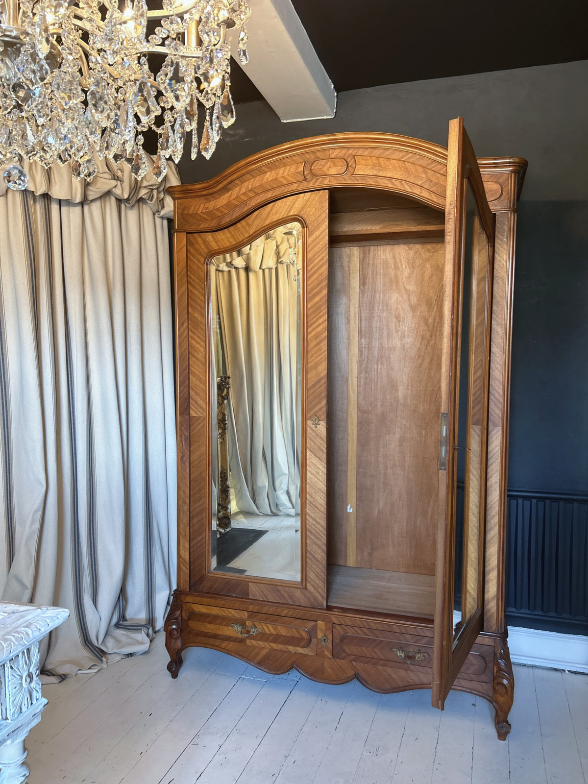 French Antique Mirrored Armoire