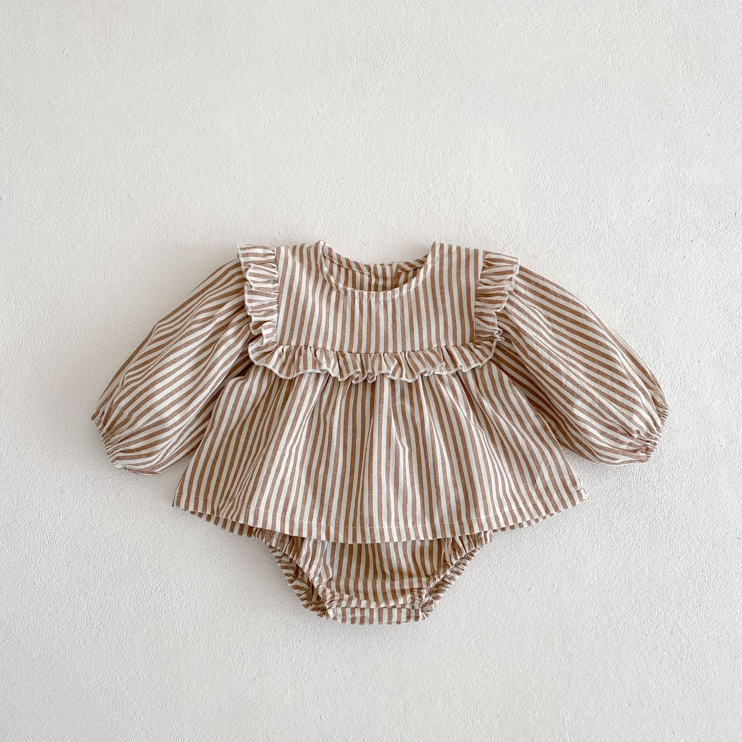 Annie & Charles® striped dress with panty set: Coffee / 3-6 M