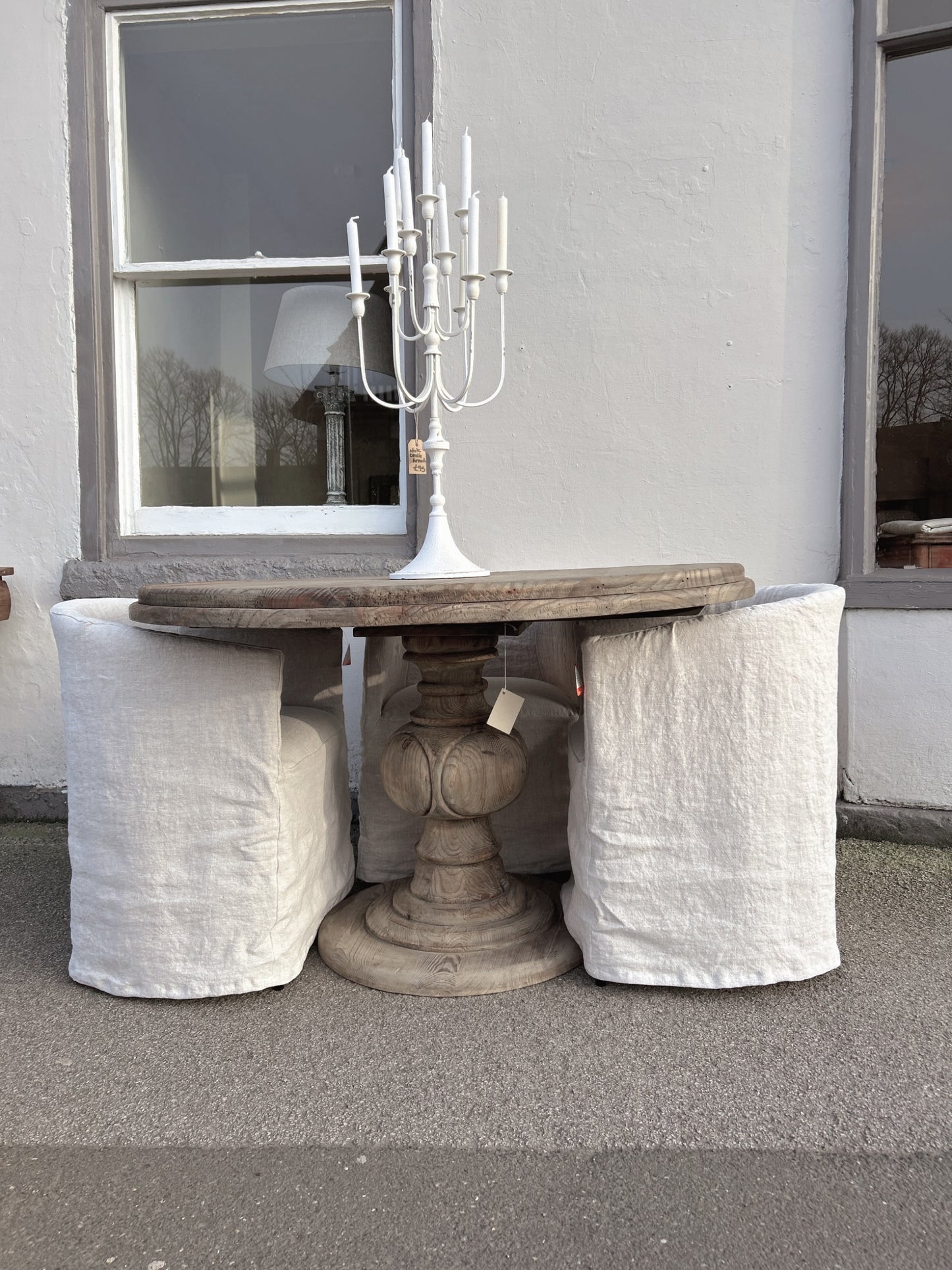 Set of 4 linen half moon dining chairs