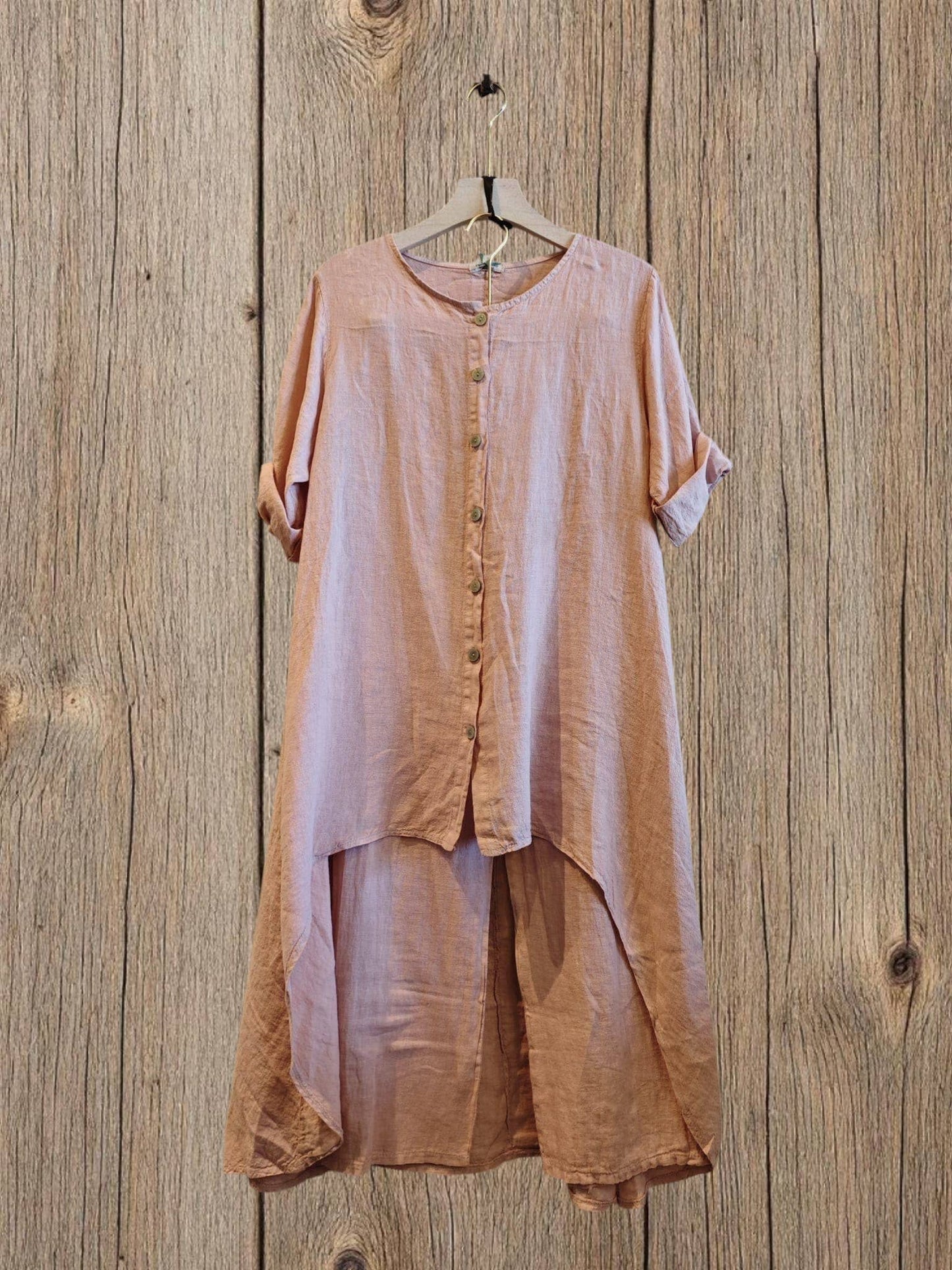 Ref-17261 BLOUSE AND PANTS SET 100% LINEN: MARINE