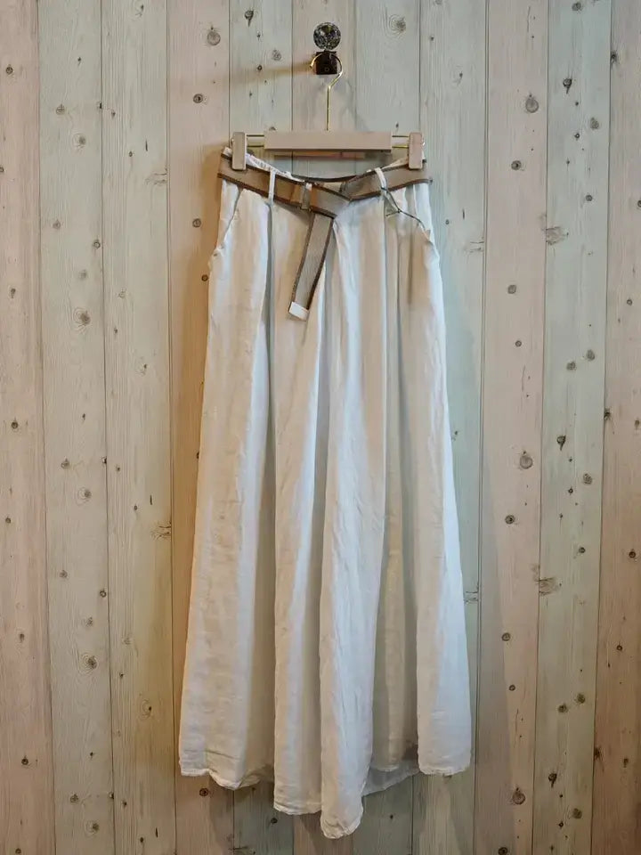 Ref-30522 WIDE-LEG PANTS 100% LINEN: Negro