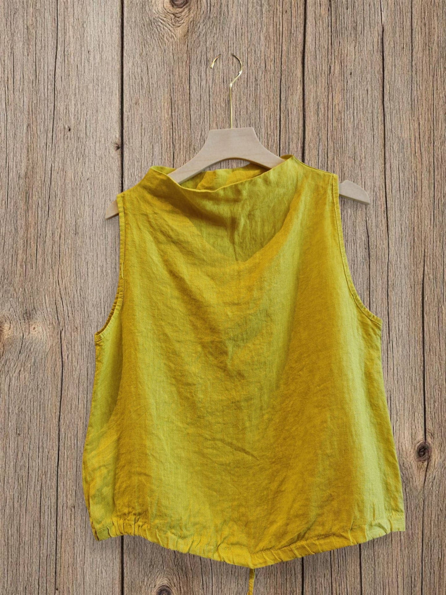 Ref-5189 SLEEVELESS BLOUSE 100% LINEN: BEIGE
