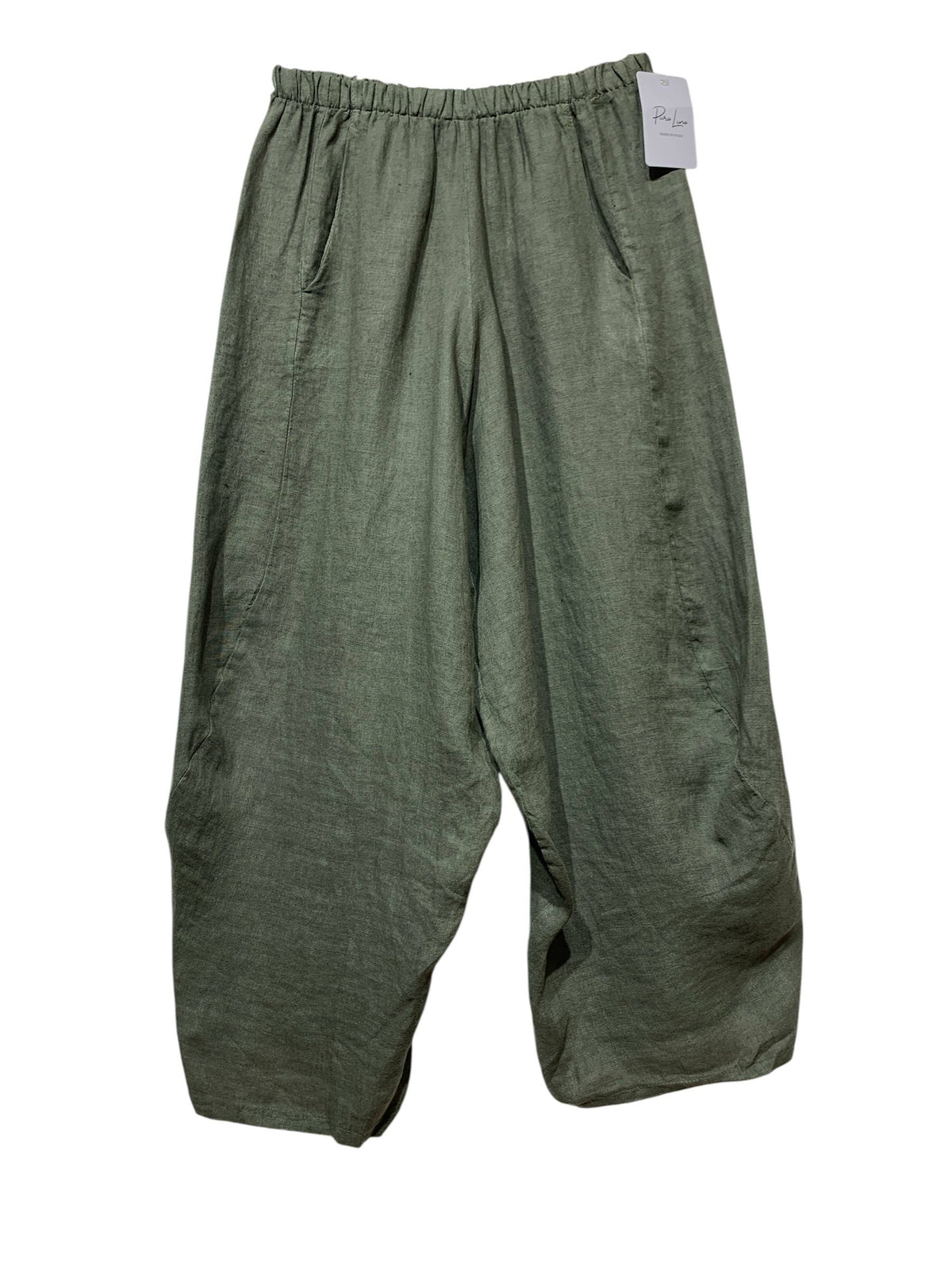 8414 LINEN PANTS WITH POCKETS, OVERSIZED FIT, BEST SELLER: TAUPE