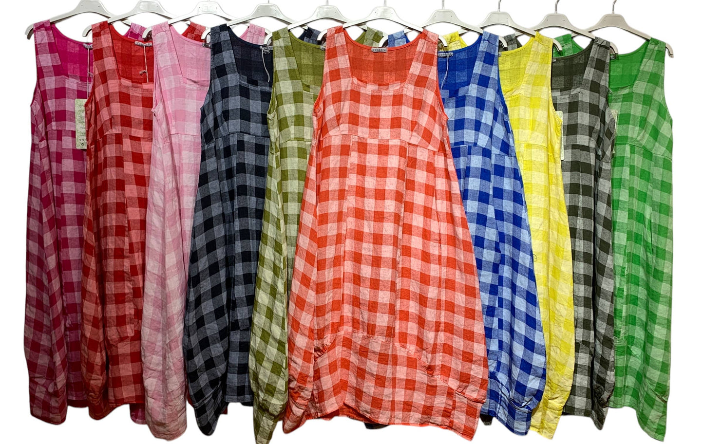 322 LINEN DRESS WITH VICHY CHECKS: MOLE
