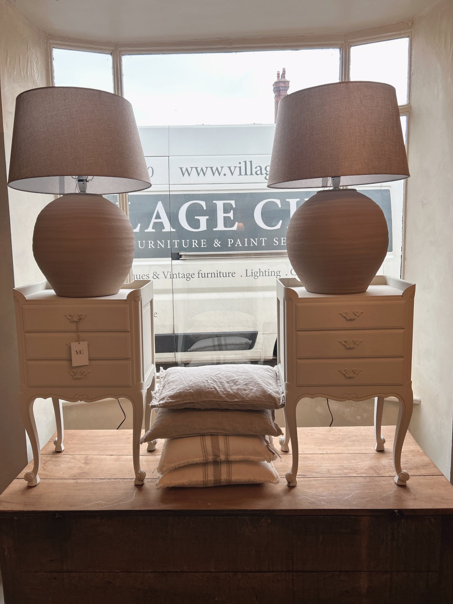 Pair of painted french vintage bedside tables