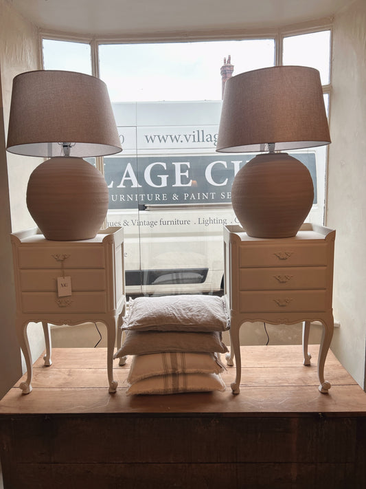 Pair of painted french vintage bedside tables