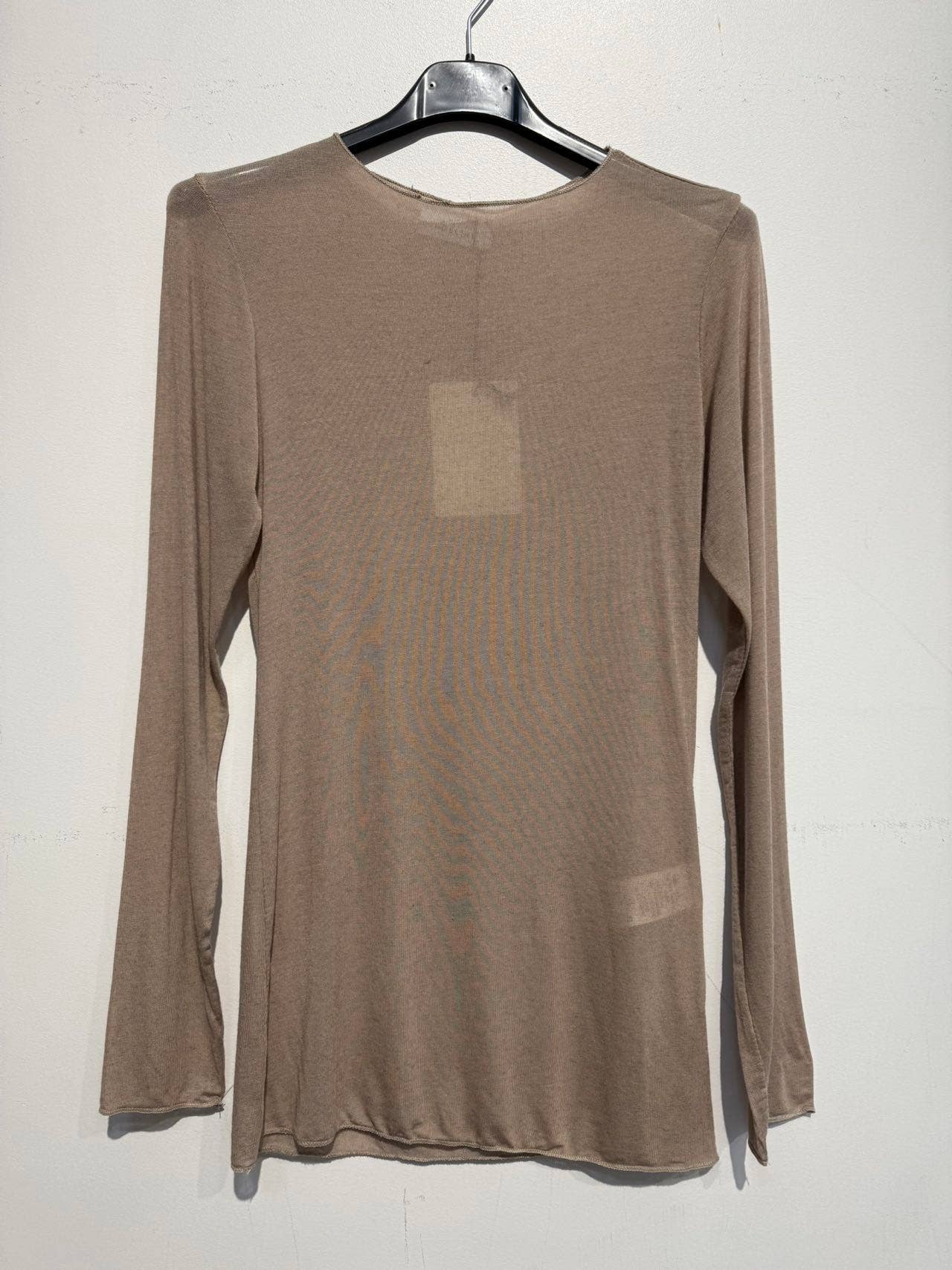 Cashmere round neck long sleeve t-shirt 08886: Chocolate