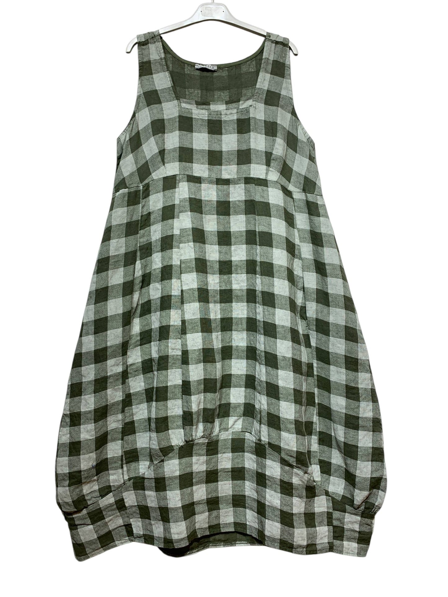 322 LINEN DRESS WITH VICHY CHECKS: MOLE