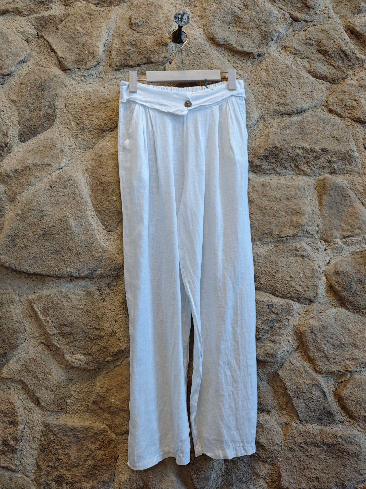 Ref-6578 100% LINEN PANTS WITH TWO POCKETS: Camel