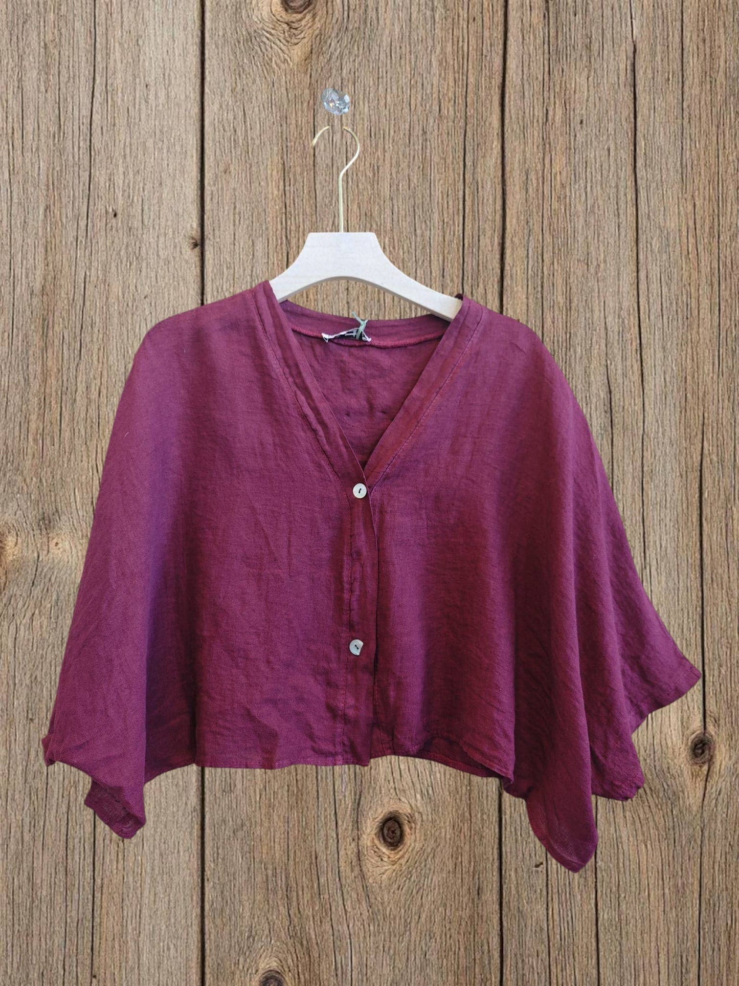 Ref-11870 SHORT LINEN BLOUSE 100%: CAMEL