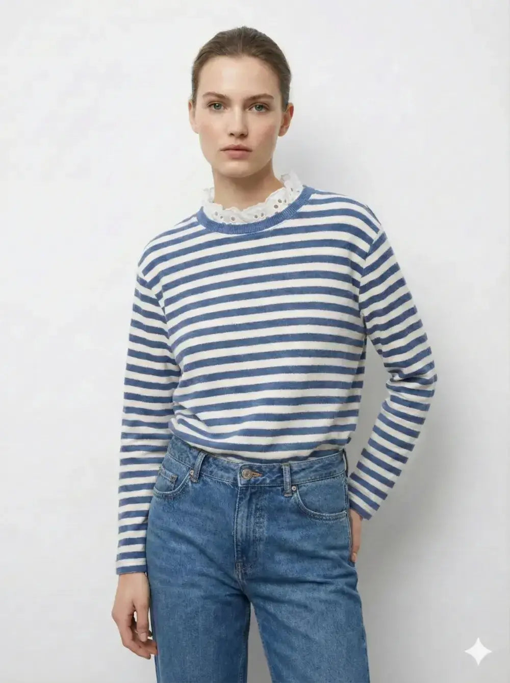 Top with English Embroidery Collar: Chocolate