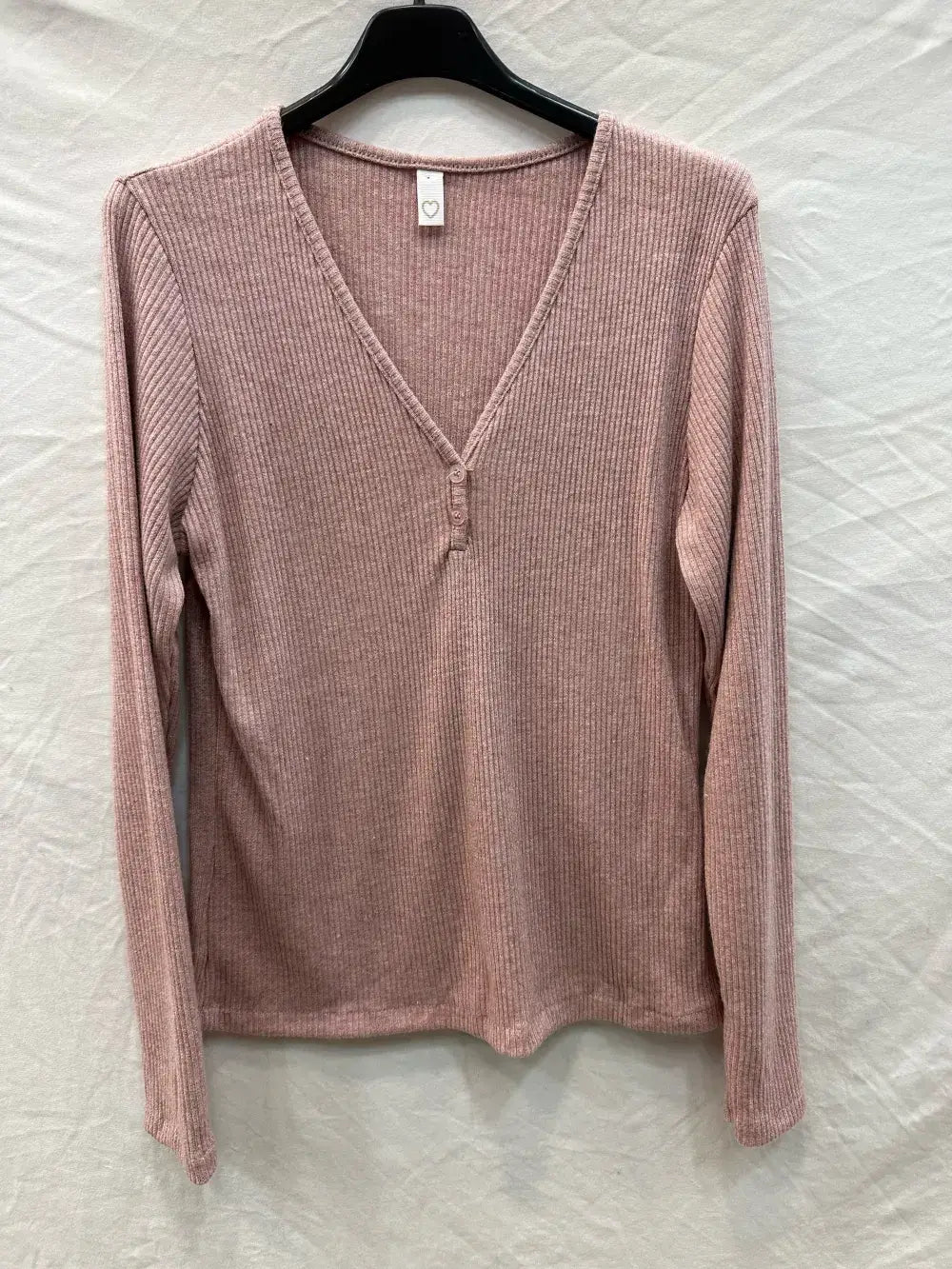 Ribbed lurex top with buttons @59910_HBoutLux: Beige