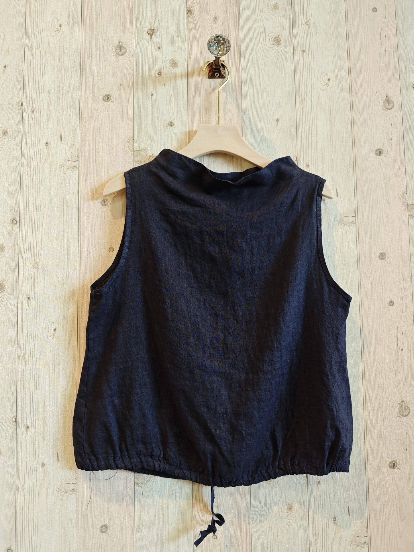 Ref-5189 SLEEVELESS BLOUSE 100% LINEN: BEIGE