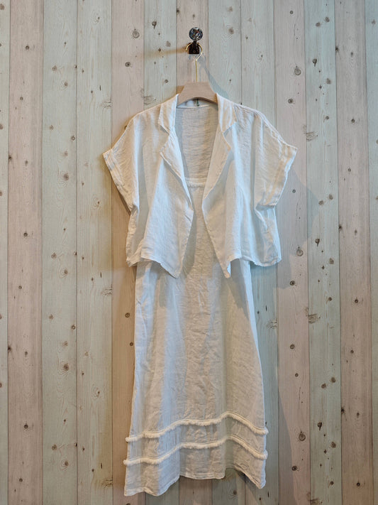 REF 17191 BLAZER AND STRAPPY DRESS SET 100% LINEN: BLANK