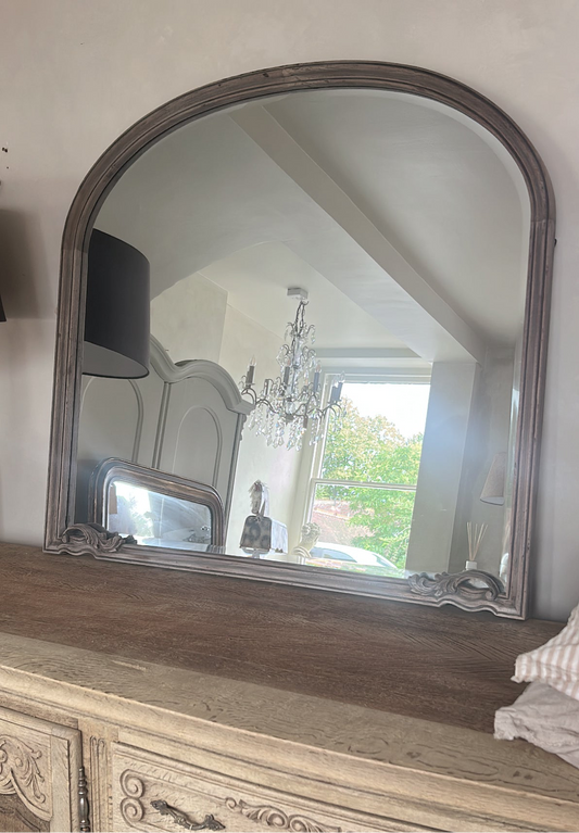 Reclaimed wooded arch mirror with bevelled glass