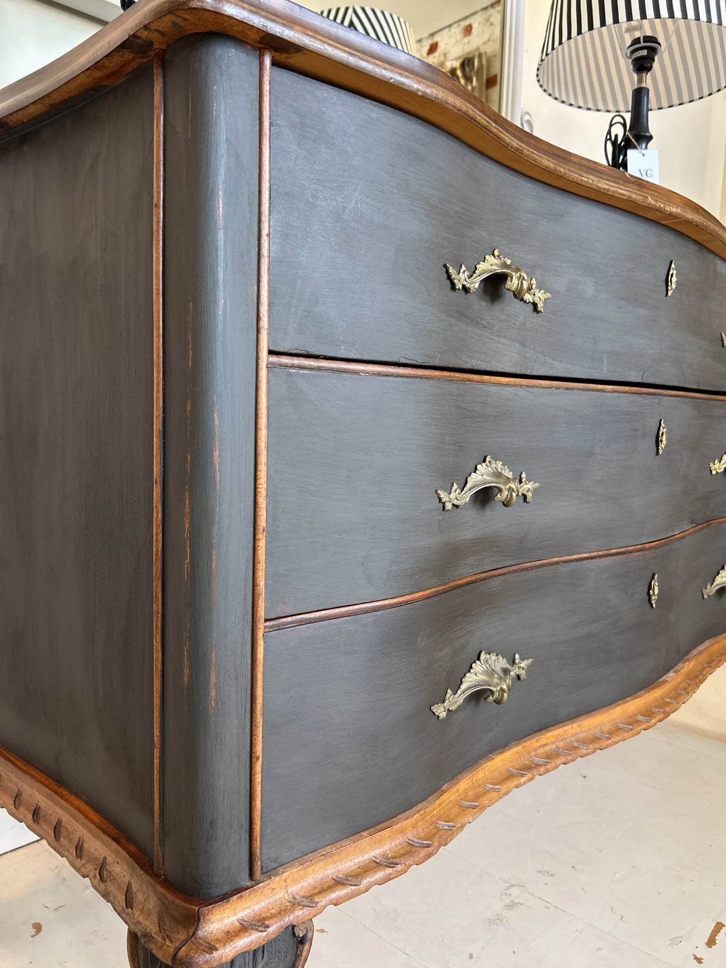 French painted black commode