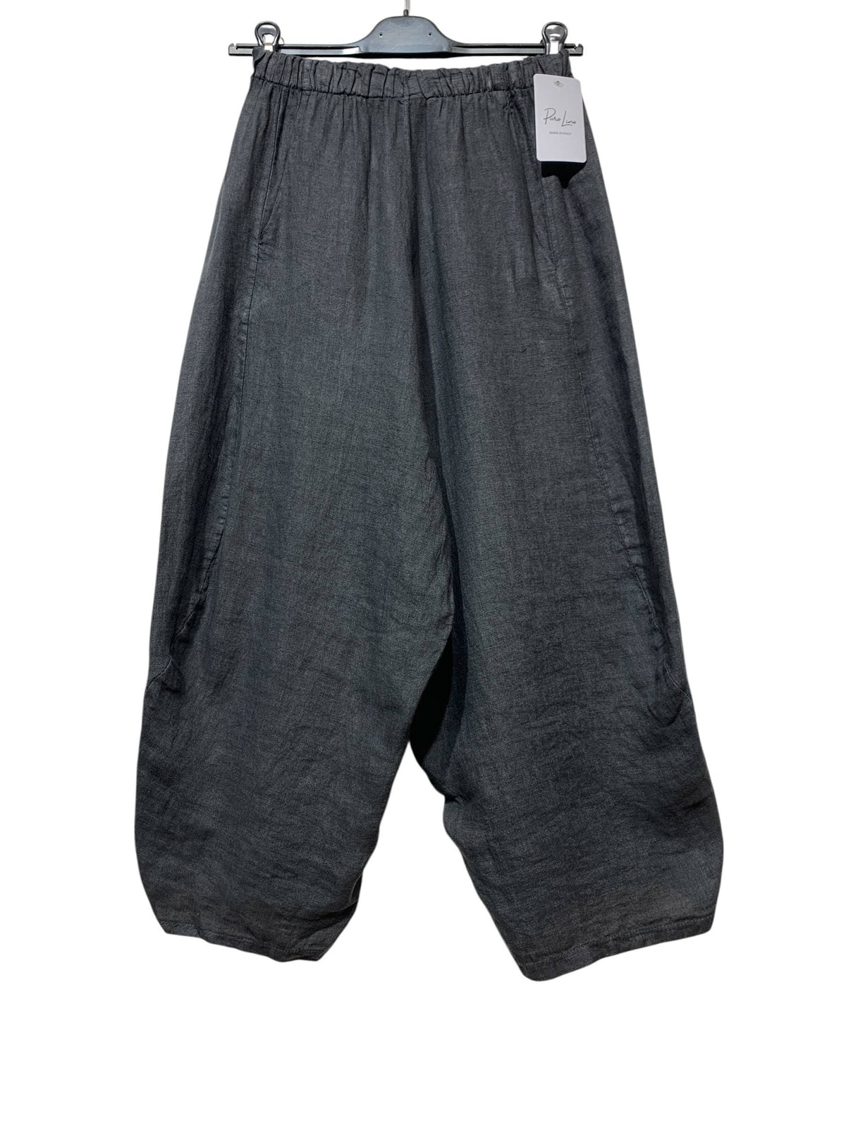 8414 LINEN PANTS WITH POCKETS, OVERSIZED FIT, BEST SELLER: TAUPE