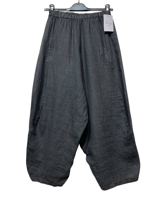 8414 LINEN PANTS WITH POCKETS, OVERSIZED FIT, BEST SELLER: GRIS FONCE