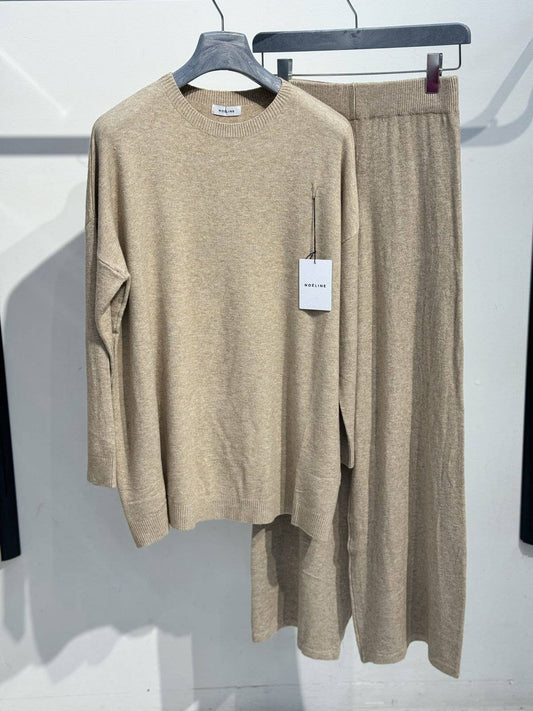 Knitted sweater & pants set 25302: Taupe