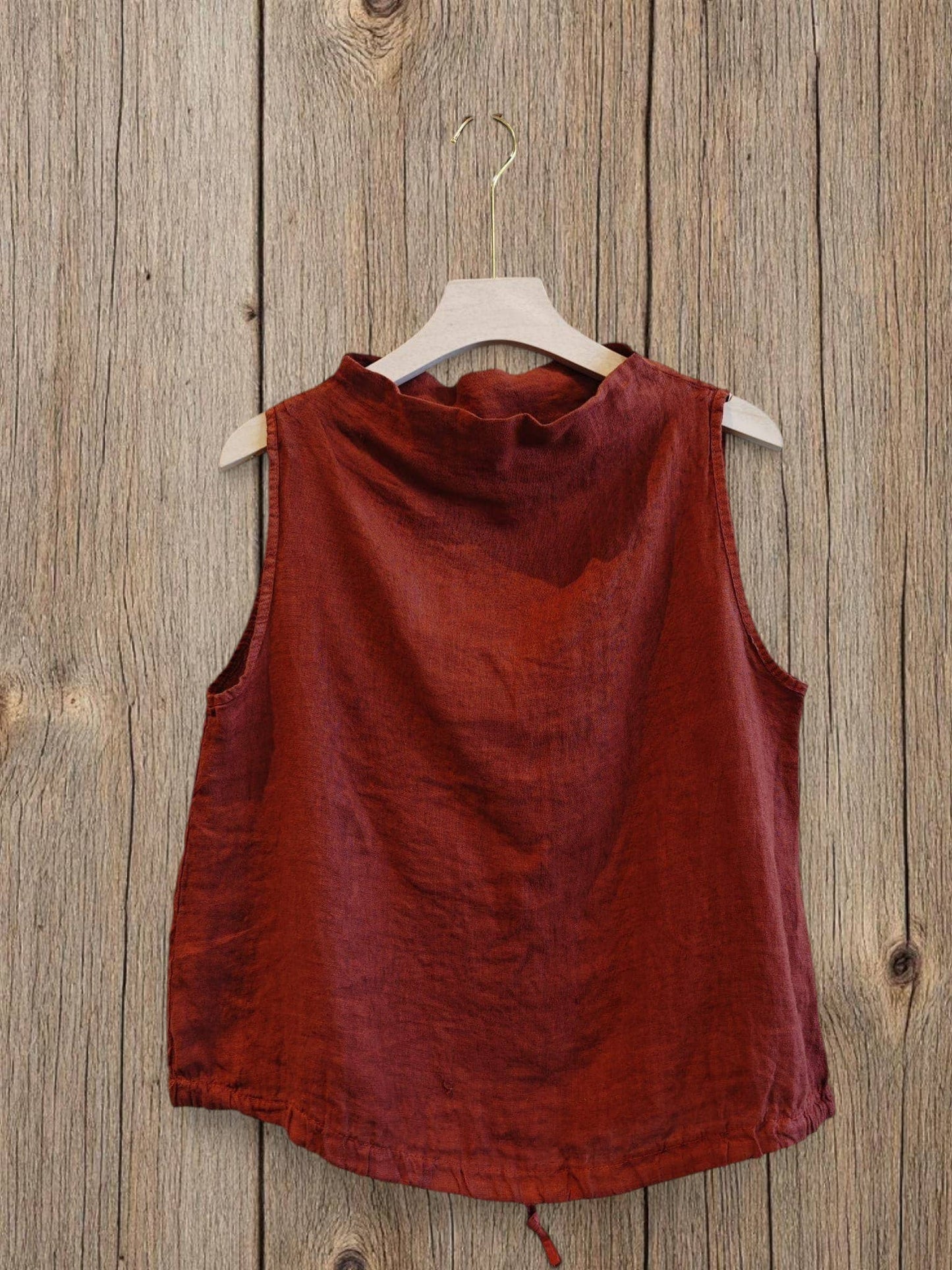 Ref-5189 SLEEVELESS BLOUSE 100% LINEN: BEIGE