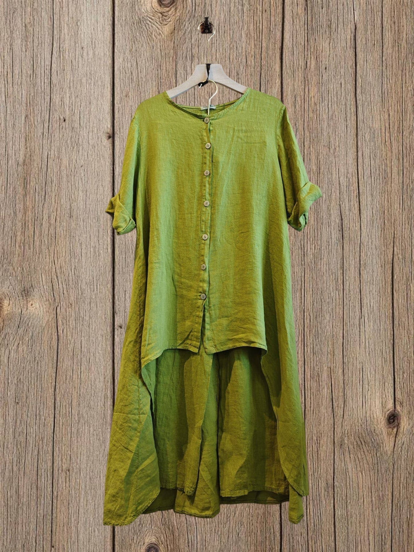 Ref-17261 BLOUSE AND PANTS SET 100% LINEN: PISTACHIO
