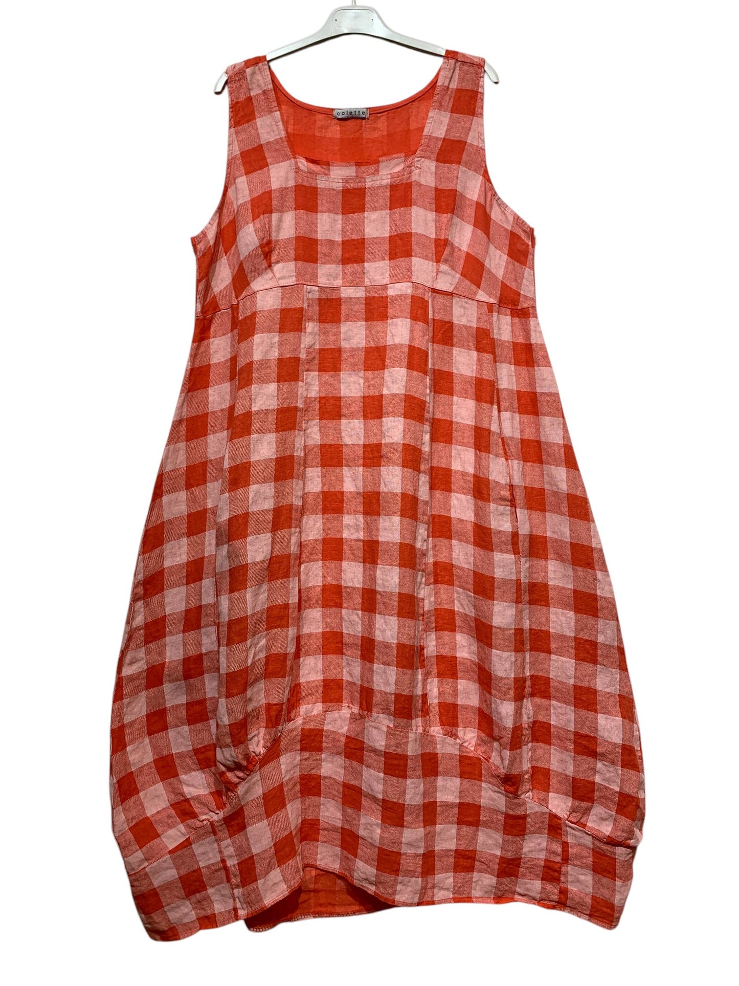 322 LINEN DRESS WITH VICHY CHECKS: MOLE