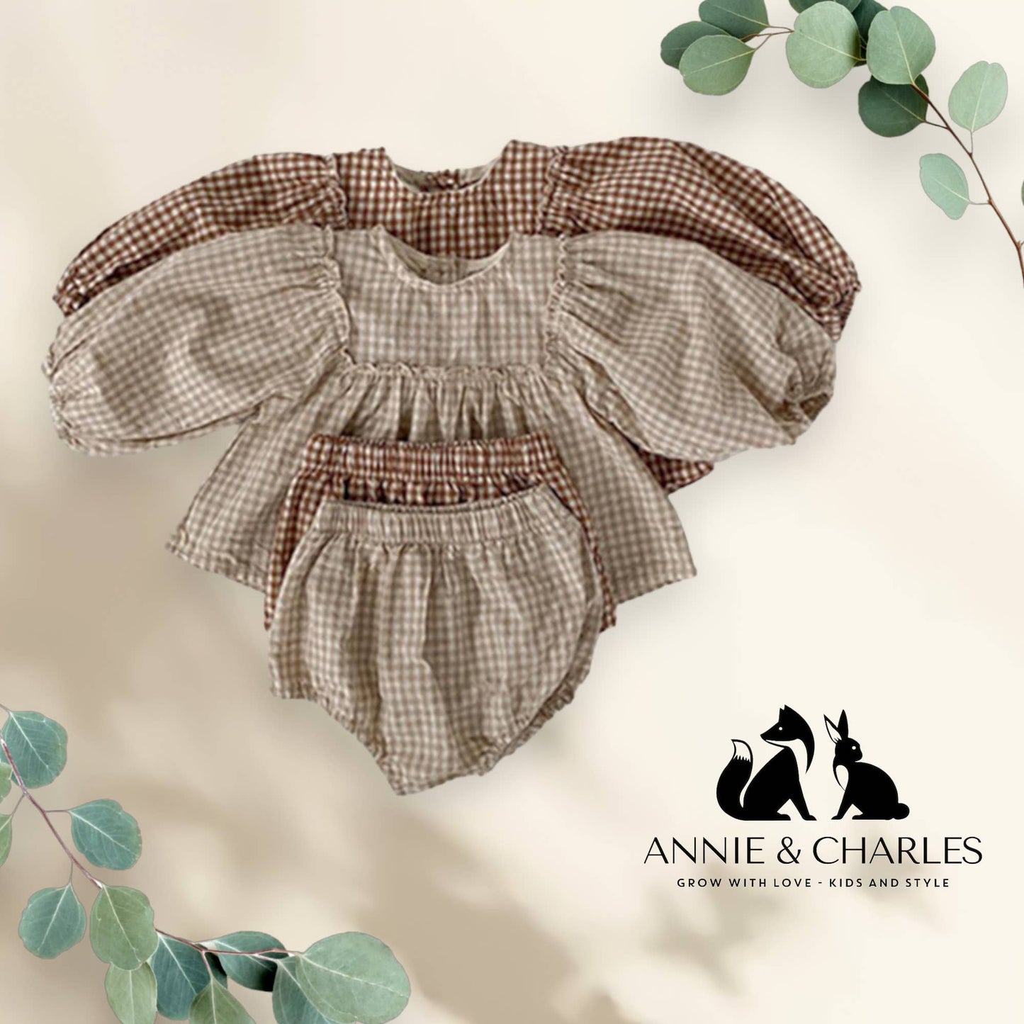 Annie & Charles® dress with panty set: Beige / 6-12 M