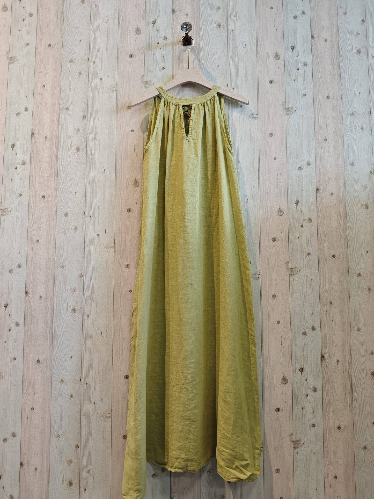 Ref-72330 DRESS WITH BACK BOW 100% LINEN: Caqui