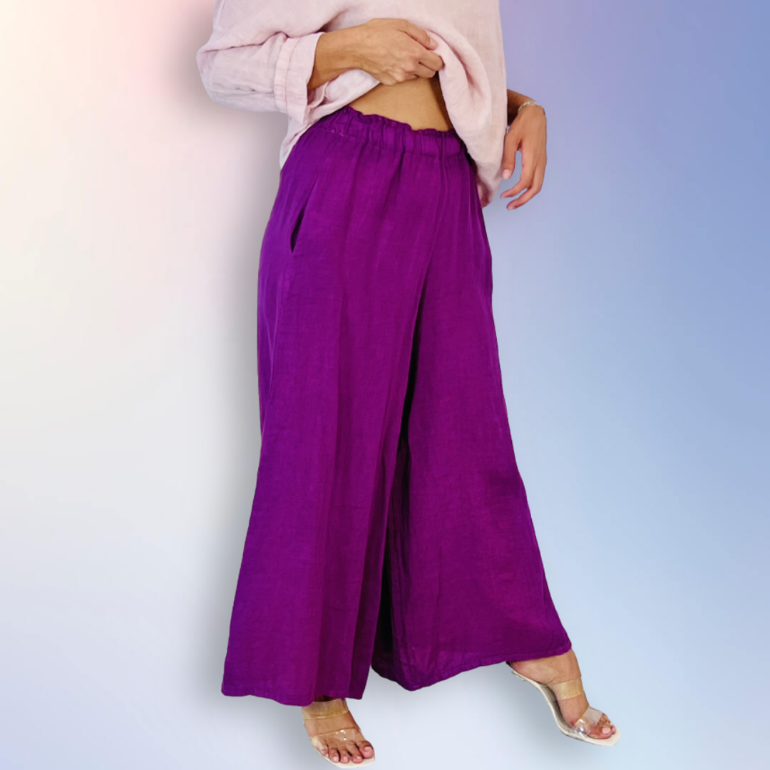 Ref-2342 100% LINEN PANTS: BLACK
