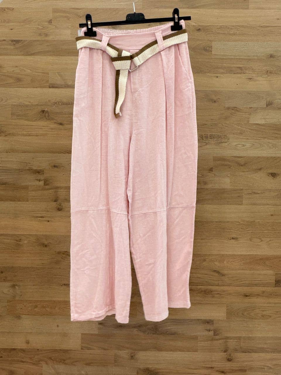 Pants with belt 100% cotton: Blanco