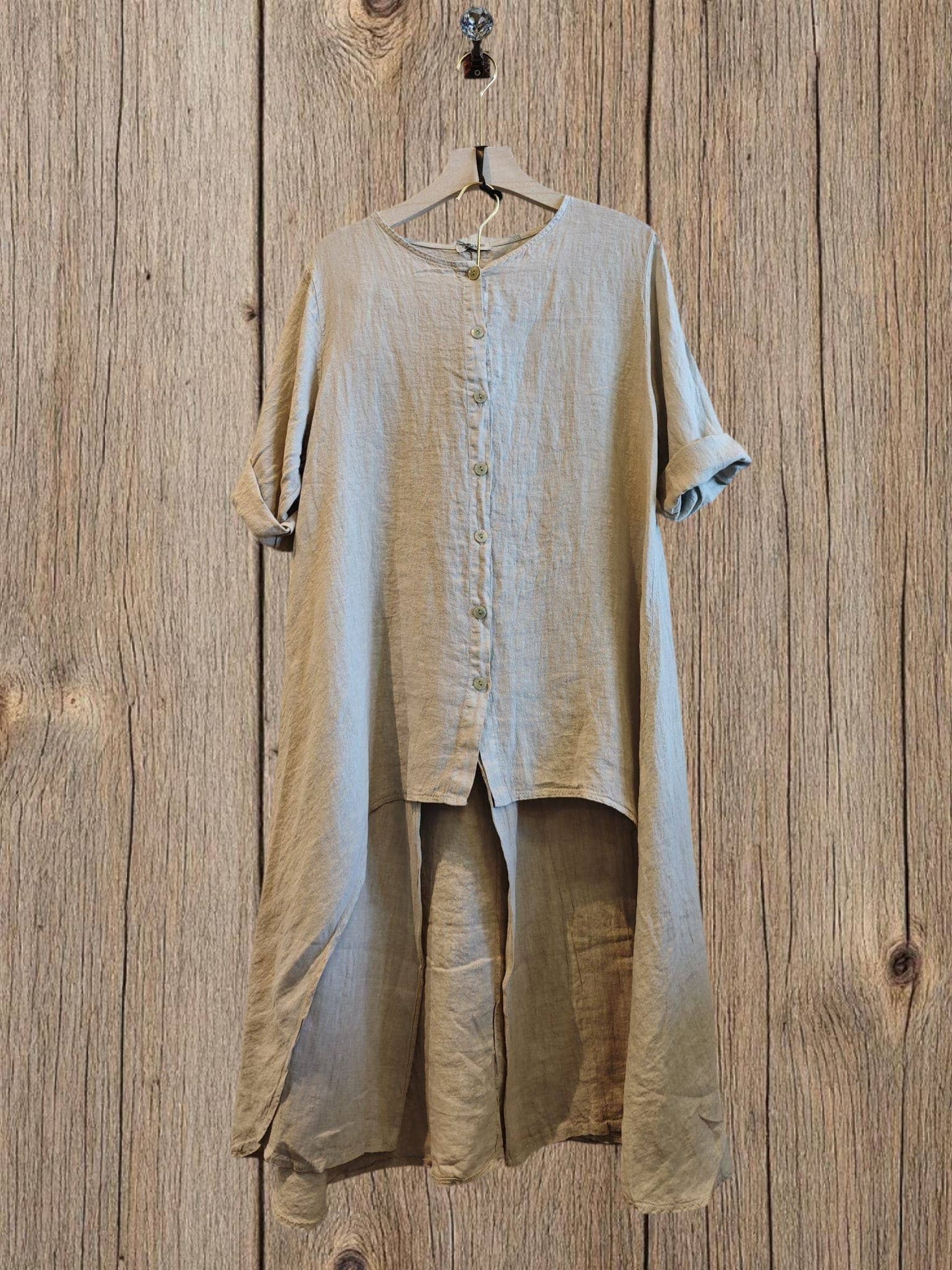 Ref-17261 BLOUSE AND PANTS SET 100% LINEN: PISTACHIO