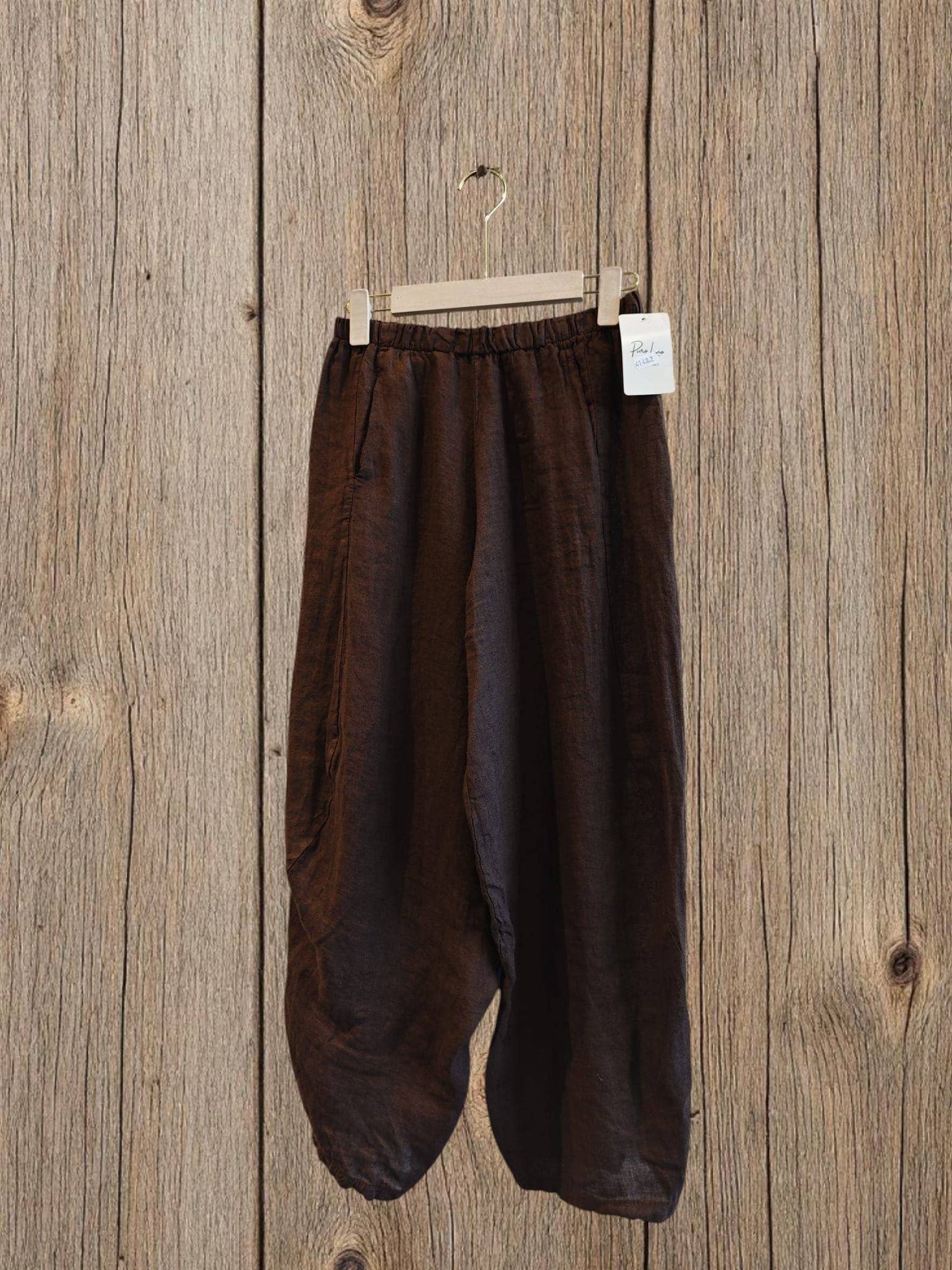 Ref-41482 BALLOON-STYLE PANTS 100% LINEN: Pistachio