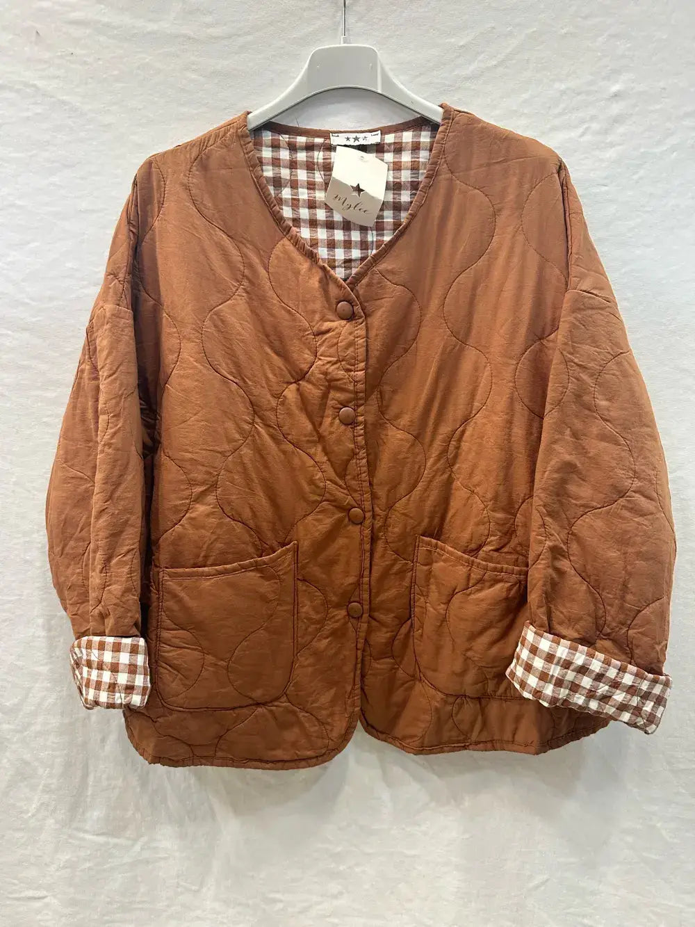Quilted Gingham Jacket @7456_VeMatelasseVichy: Rust