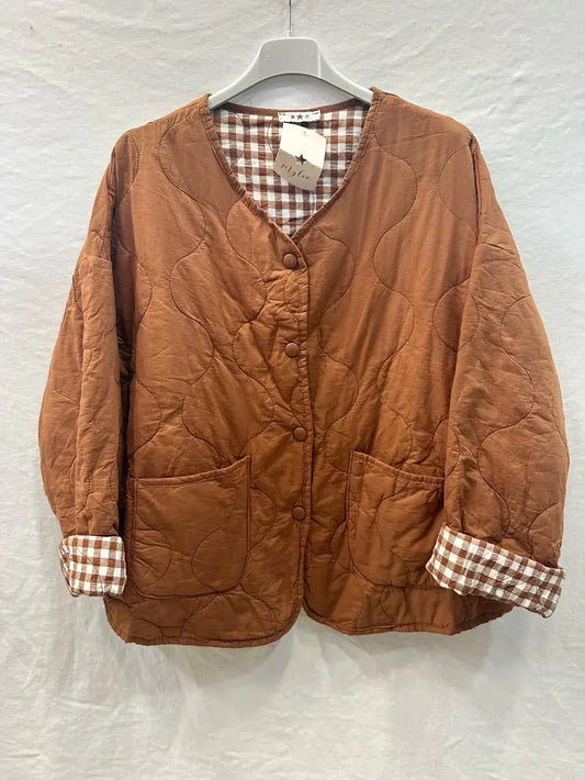 Quilted Gingham Jacket @7456_VeMatelasseVichy: Rust