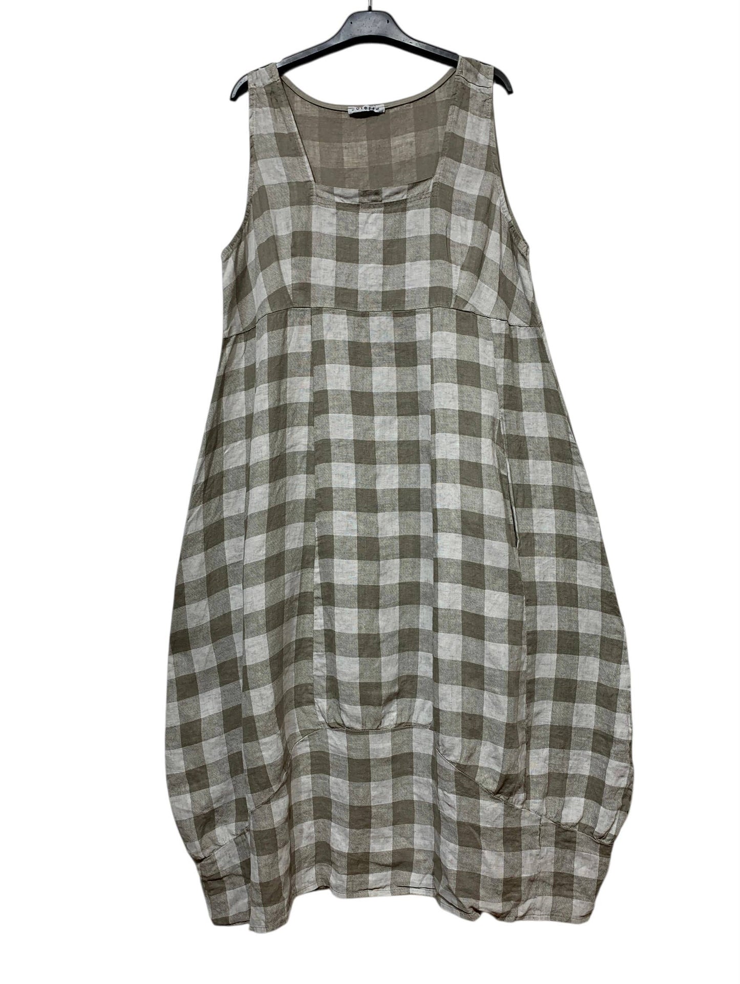 322 LINEN DRESS WITH VICHY CHECKS: MOLE