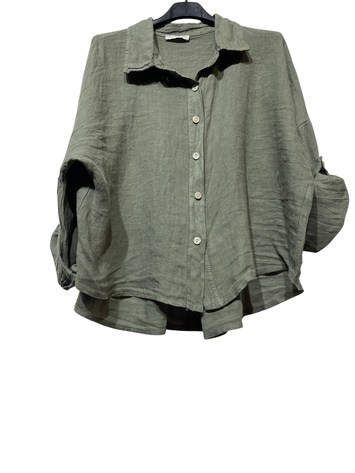 60832 OVERSIZED-CUT LINEN SHIRT: Beige