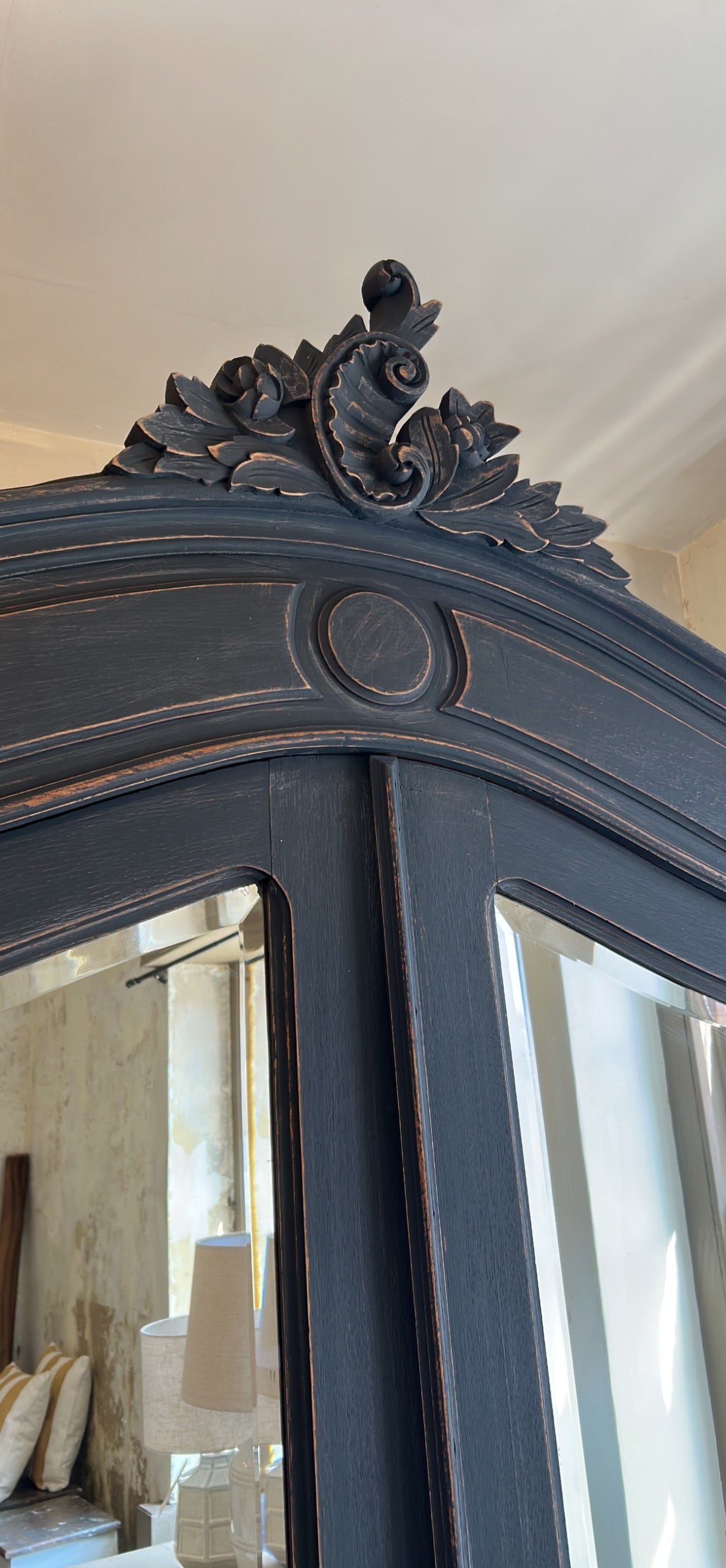 French antique Louis XV painted armoire