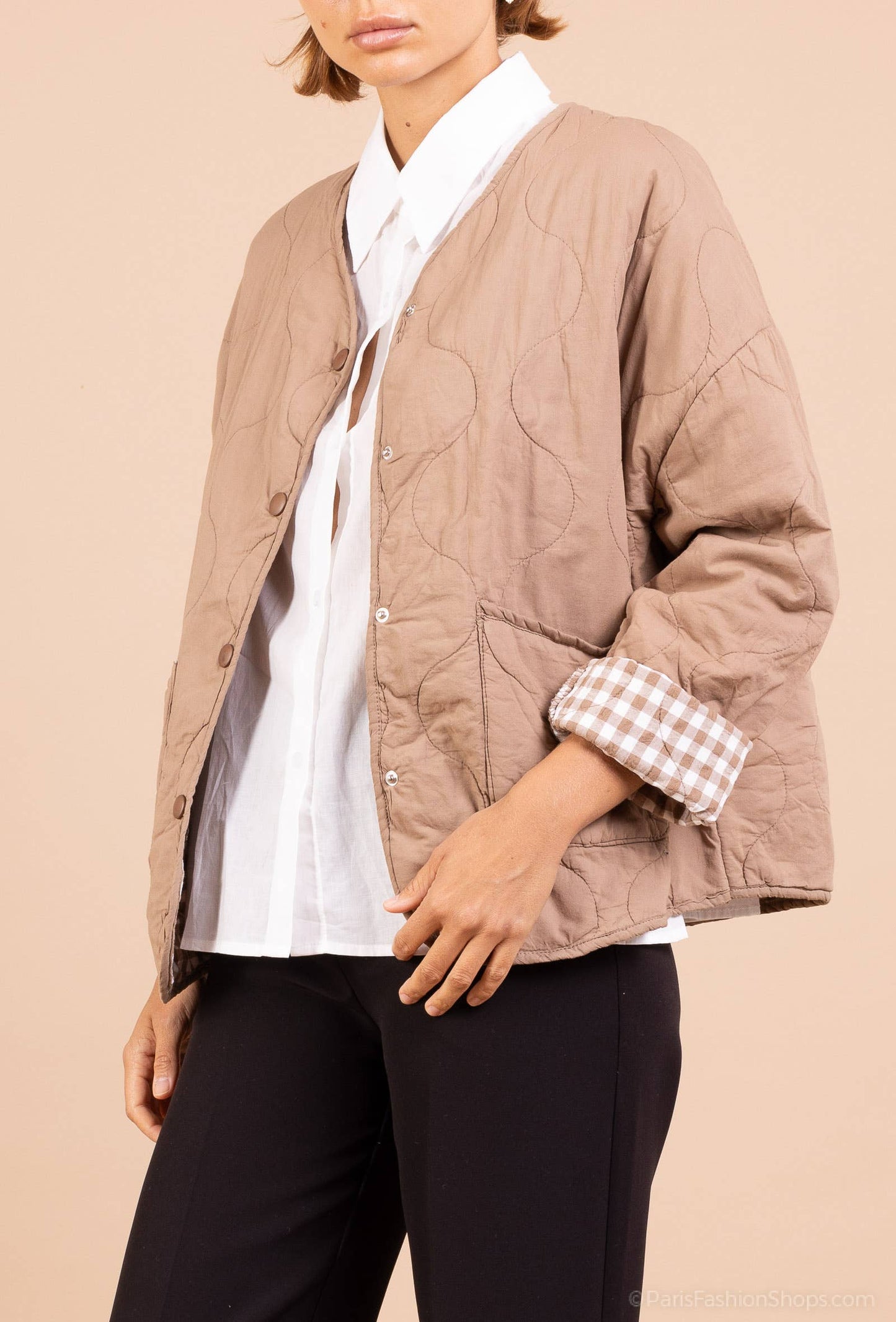 Quilted Gingham Jacket @7456_VeMatelasseVichy: Rust