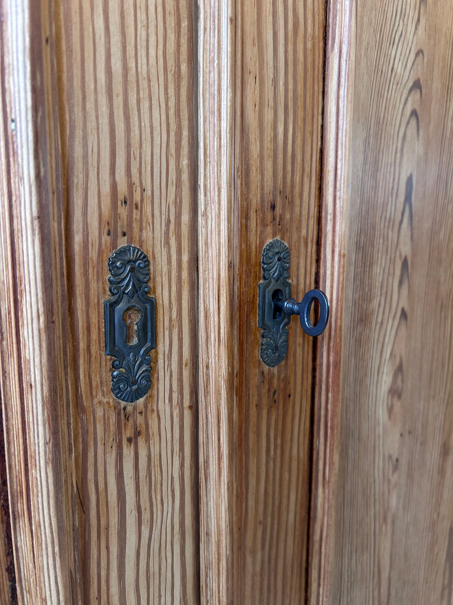 French antique pine linen cupboard