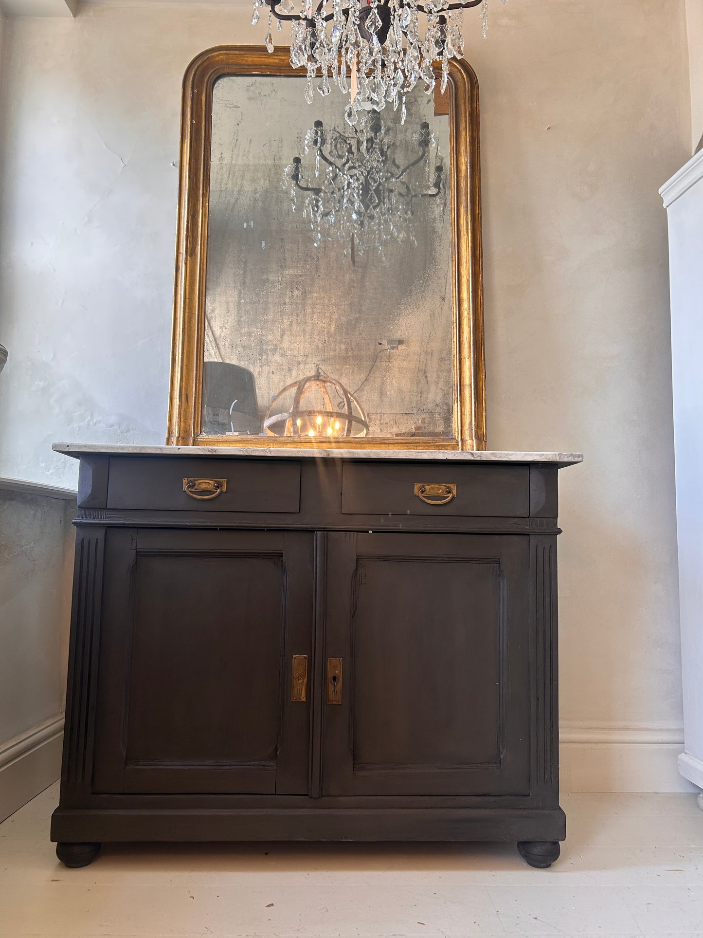 Dutch painted cabinet with faux marble top