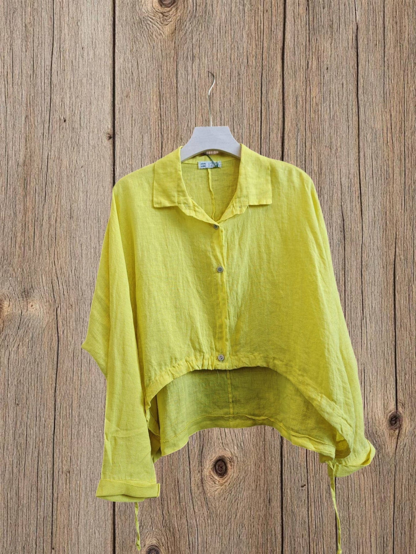 Ref-83790 SHORT BLOUSE 100% LINEN: Beige