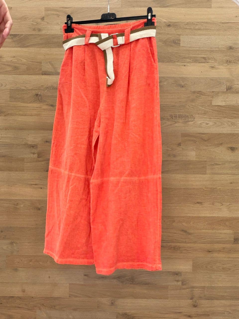Pants with belt 100% cotton: Blanco