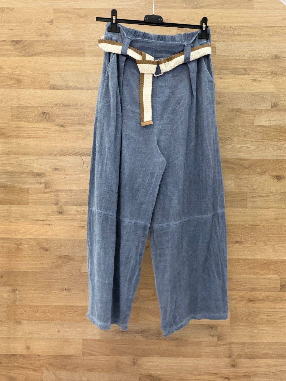 Pants with belt 100% cotton: Blanco